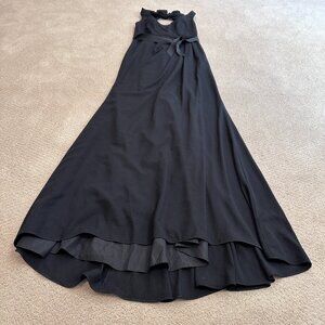 White by Vera Wang Gown Cowl Back Sash Black Tie Bridesmaid Formal Sz 8 VW360069